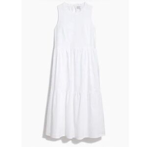 J. Crew White Sleeveless Tiered Midi Dress